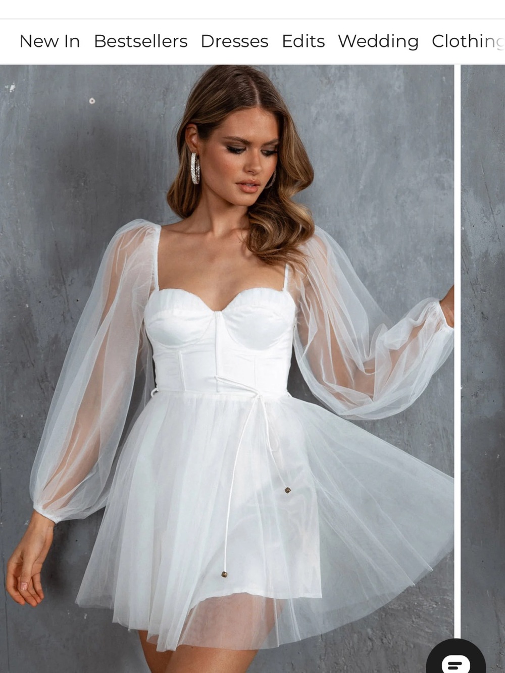 Selfie Leslie White Sheer-Puff Sleeve Mini Dress